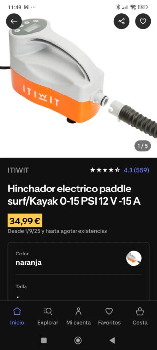 Kayak Decathlon 3 posti + remi e gonfiatore elettrico