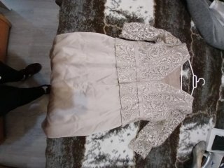 Vestido fiesta talla XXL beige/dorado