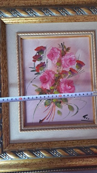 Pareja de cuadros de flores en oro