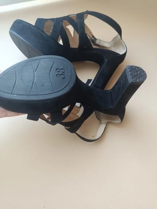 Sandalias negras tacón plataforma 9cm de ante