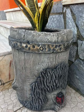 Vaso Artesanal Estilo Tronco Cimento