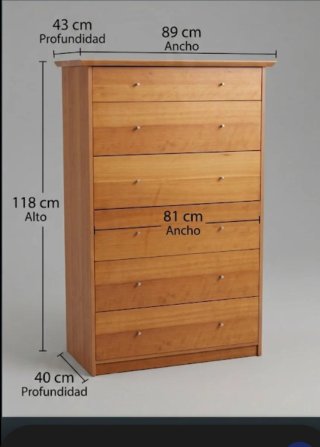 Cómoda y sinfonier de madera con 6 y 7 cajones