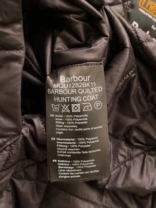 Giacca Barbour QUILTED HUNTING COAT taglia XXL