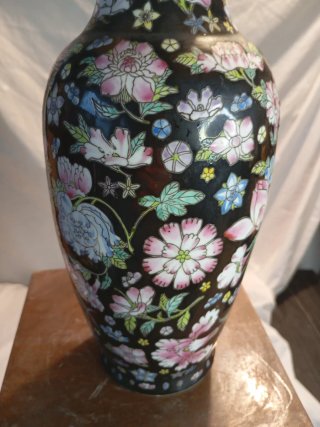 Vaso porcellana cina con marchio pitturato a mano