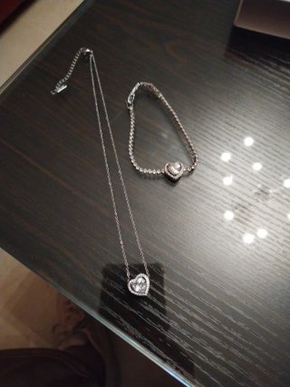 Conjunto Pandora Collar y Pulsera Corazón Plata