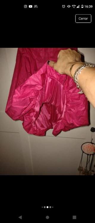 Vestido fiesta globo corto rosa fucsia