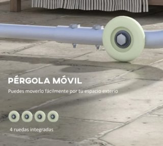 PÉRGOLA MÓVIL 3x3m CON RUEDAS RESISTENTE Y ESTABLE