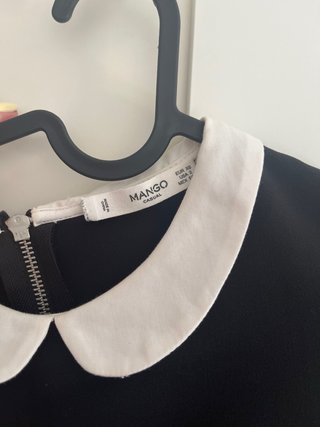 Vestido Mango Negro Cuello Peter Pan