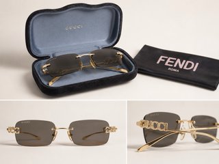 Gafas de sol Gucci rectangulares sin montura dorad