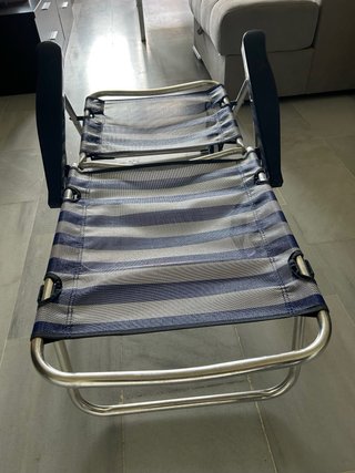 Silla reposera playa plegable azul