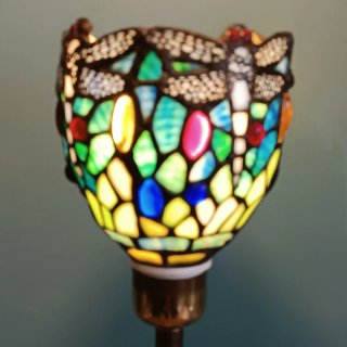 Lámpara Tiffany Libélulas Pie Latón Vintage