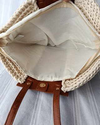 Bolso Tote Artesanal Trenzado Blanco Verano
