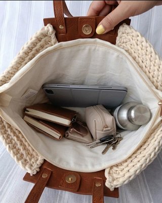 Bolso Tote Artesanal Trenzado Blanco Verano