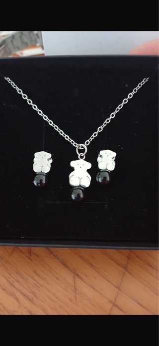 Conjunto Collar y Pendientes Oso Negro