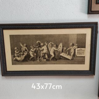 Grabado antiguo calcografía Cupidos