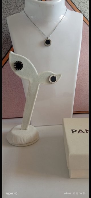 Collar y pendientes plateados