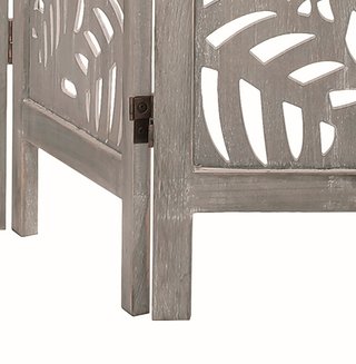 Biombo madera gris hojas