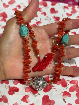Collar coral beréber turquesa