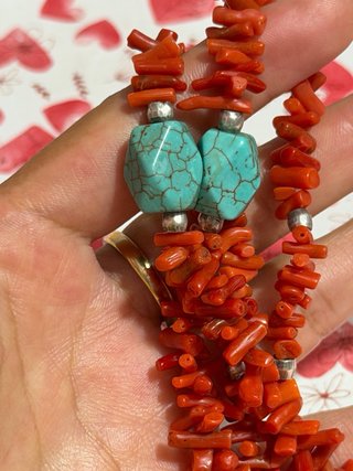Collar coral beréber turquesa