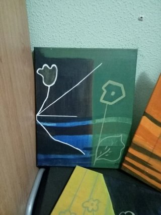 Juego 3 cuadros abstractos flores