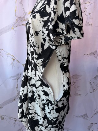 Vestido vintage floral blanco y negro Talla S