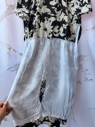 Vestido vintage floral blanco y negro Talla S