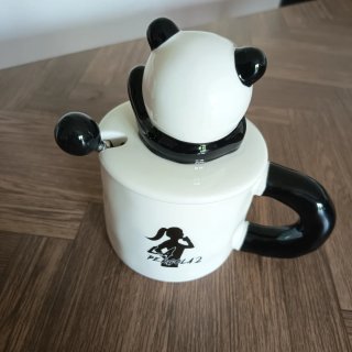 Tazza Panda Ceramica con Coperchio e Cucchiaino