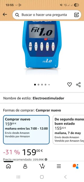 Compex Fit 1.0 Electroestimulador Azul Producto