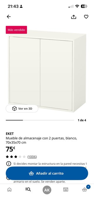 Ikea Eket blanco 2 puertas (5 uds)