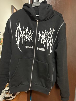 Sudadera Negra Hombre con Cremallera Oversaze