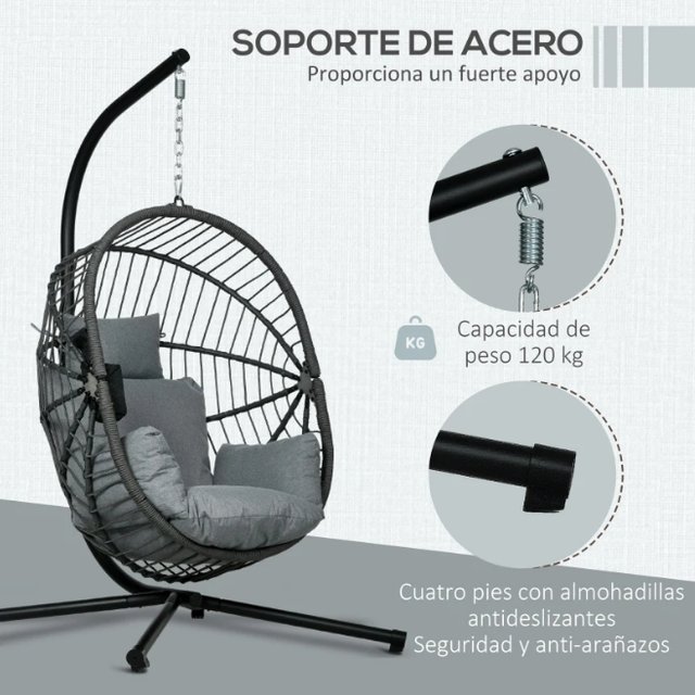 Silla Colgante Cesta Plegable Soporte