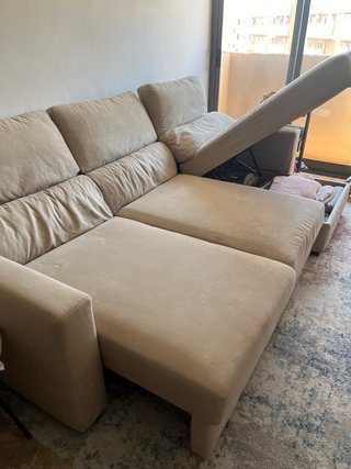 Sofá Chaise Longue Convertible Beige