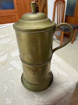 Cafetera napolitana de alpaca antigua
