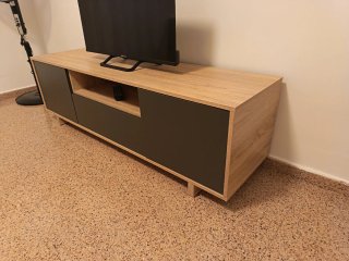 Mueble TV madera y gris