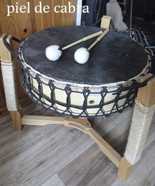 Tambor chamánico piel de cabra, 50 cm de diámetro.