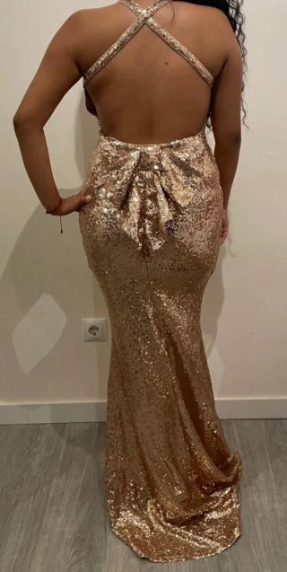 Vestido de fiesta lentejuelas dorado