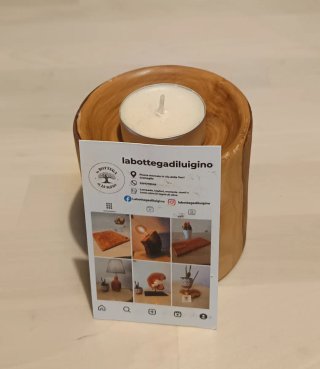 Portacandele in legno di ulivo