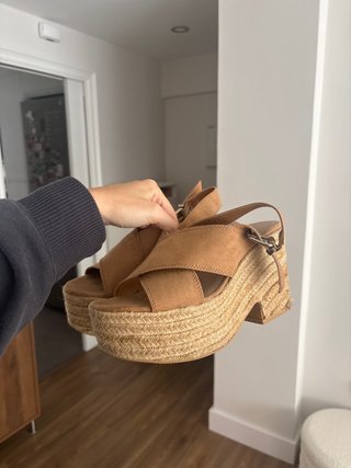 Cuñas esparto beige/marrón
