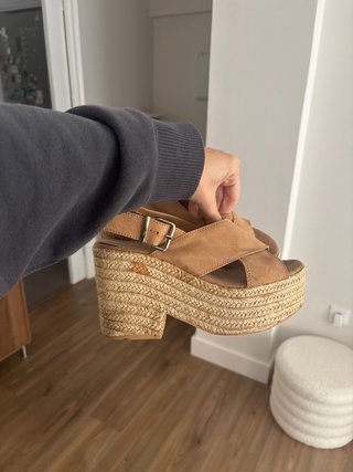 Cuñas esparto beige/marrón