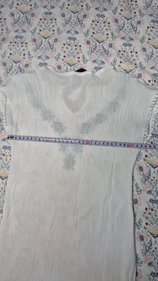 Blusa Blanca Boho Bordada Azul Talla Única
