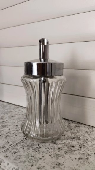 Azucarero dispensador cristal y metal