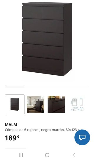 Cómoda cajonera 6 cajones, ikea MALM negro