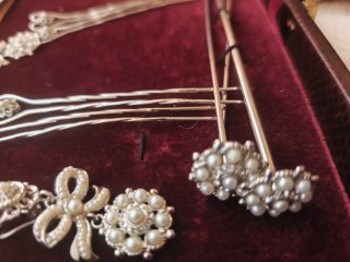 Aderezo de Fallera niña  plata  con perlas