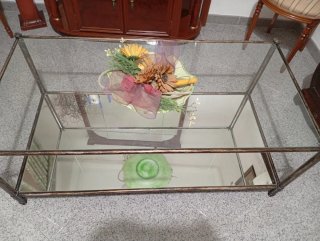 Mesa de centro cristal y metal