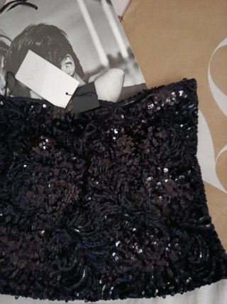 Top Zara lentejuelas negro