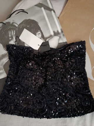 Top Zara lentejuelas negro