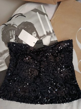 Top Zara lentejuelas negro