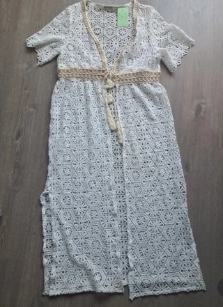 Kimono blanco crochet talla única