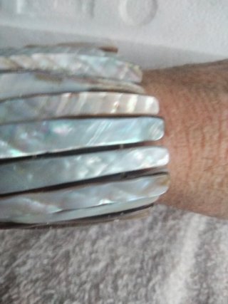 Pulsera elástica talla única tiras de nácar