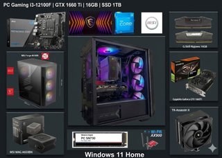 PC GAMING i3-12100F, GTX 1660Ti, 16GB RAM, SSD 1TB